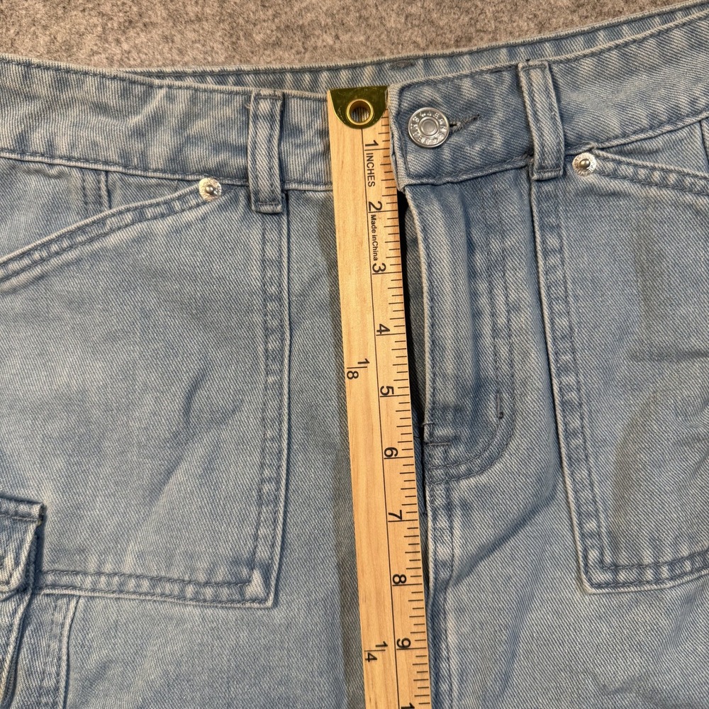 J For Justify Cargo Denim Mini Skirt Medium Light Blue Utility Pockets - Picture 5 of 9